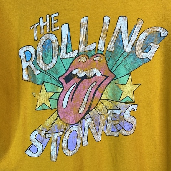 The Rolling Stones Mens Vintage Look Graphic Band Tee Golden Yellow Crewneck M - Picture 3 of 11